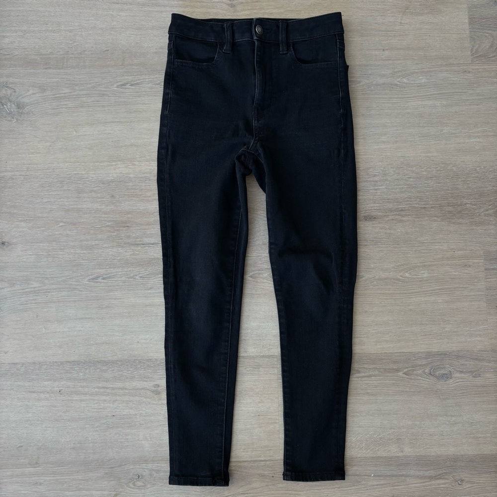 AEO Hi-Rise Denim Jeggings- Black